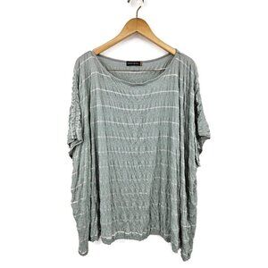 Saint Grace Striped Top Womens L Oversized Tshirt Blouse Modal Rayon Blouse Sage